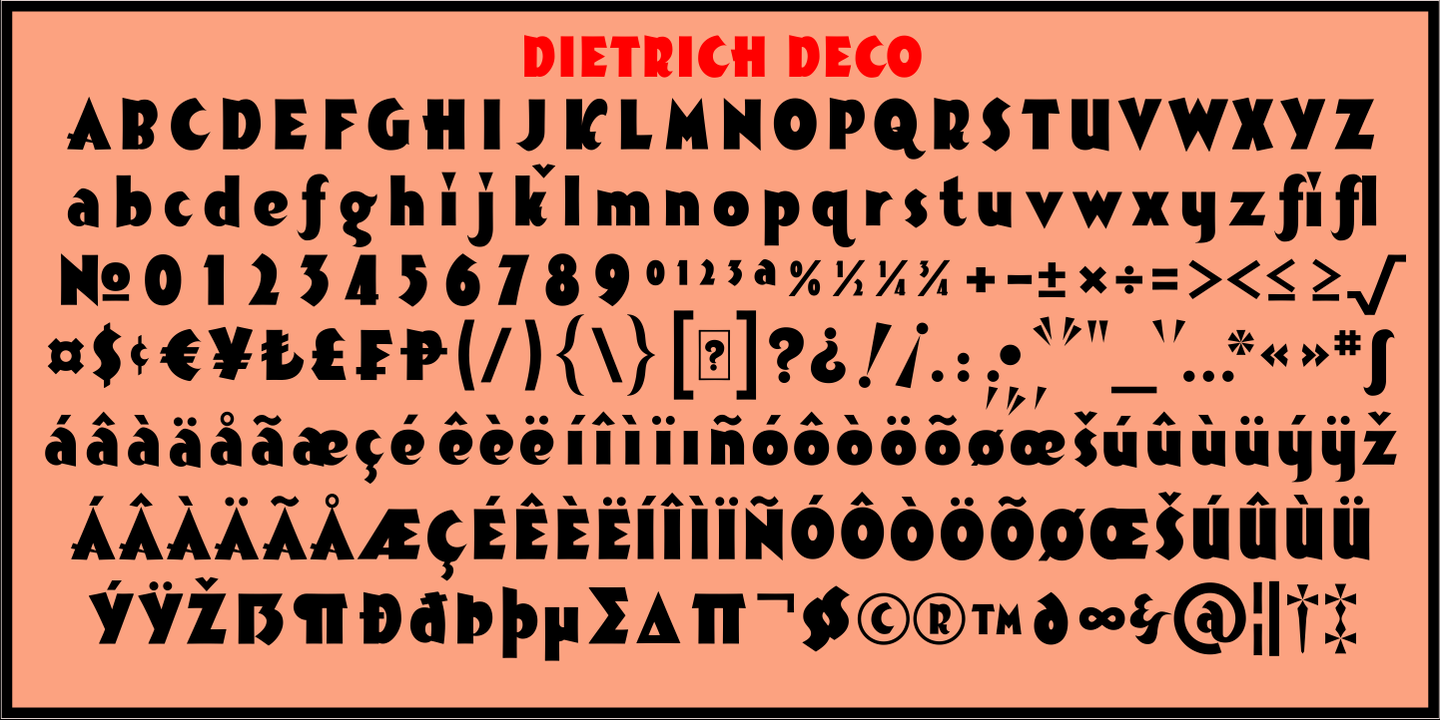 Пример шрифта Dietrich Deco Bold